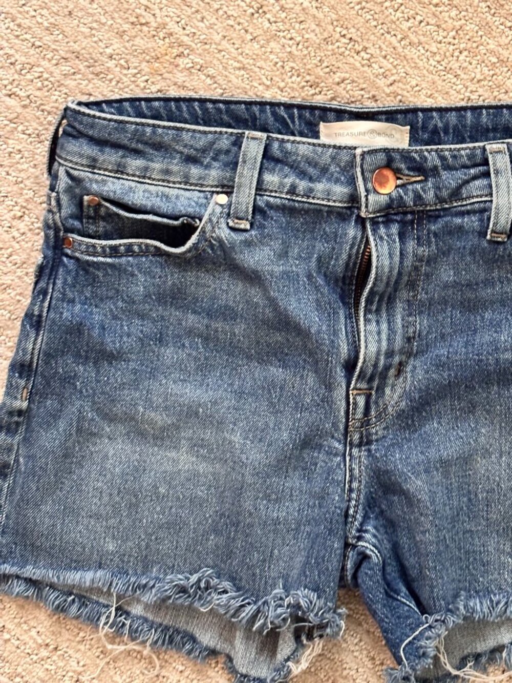 Treasure & Bond Nordstrom Denim Cutoff Shorts | Medium Wash | Raw Hem